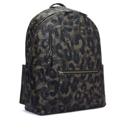 Camouflage Leather Backpack - Military Green & Black