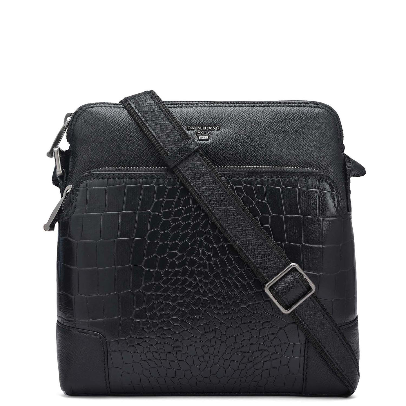 Croco Franzy Leather Men Sling - Black