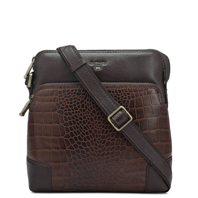 Croco Franzy Leather Men Sling - Brown