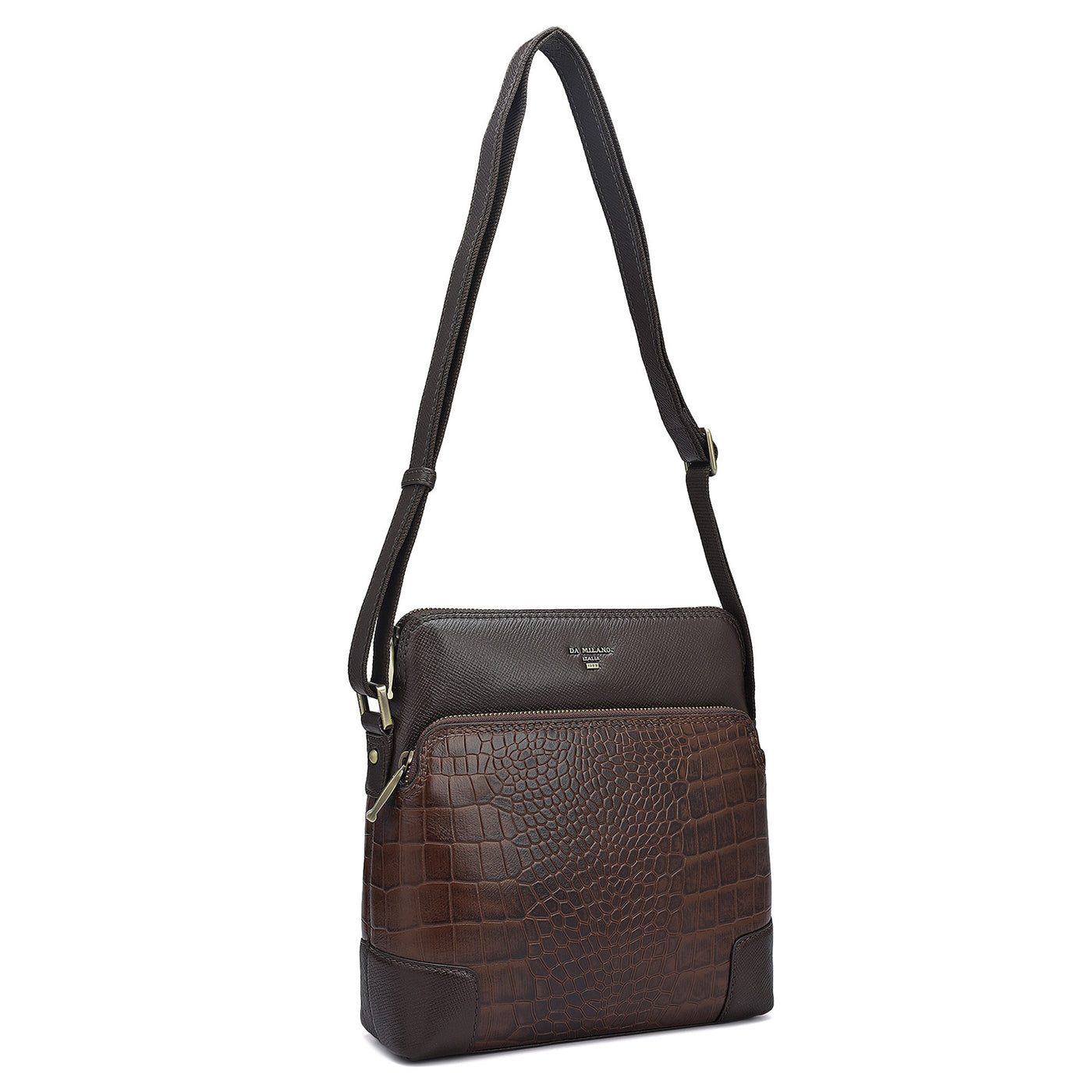 Croco Franzy Leather Men Sling - Brown