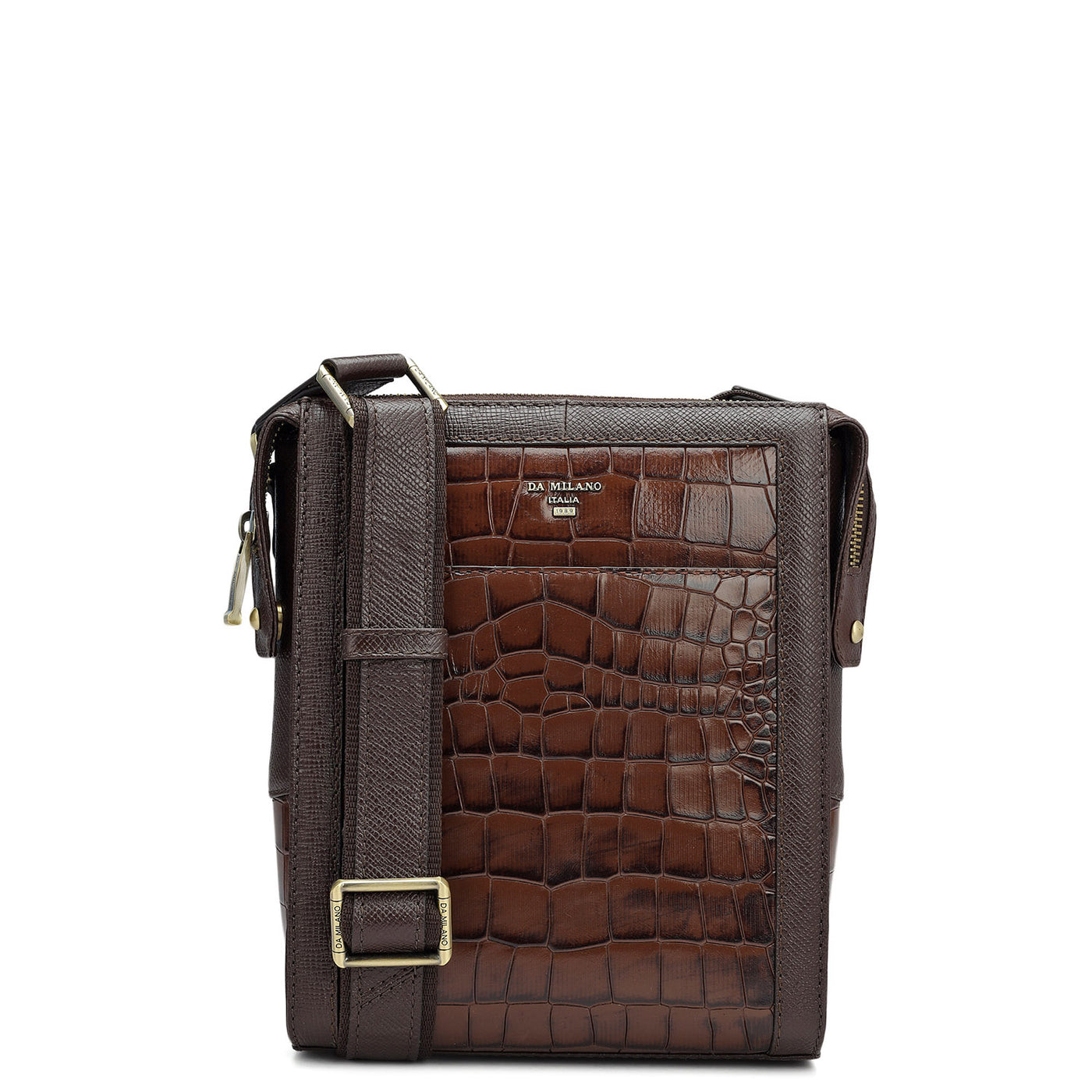 Croco Franzy Leather Men Sling  - Brown