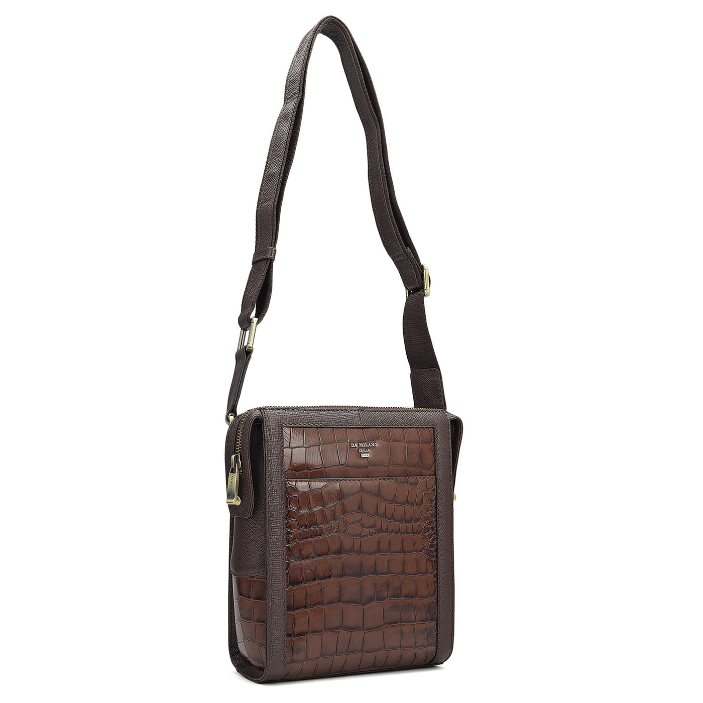 Croco Franzy Leather Men Sling  - Brown