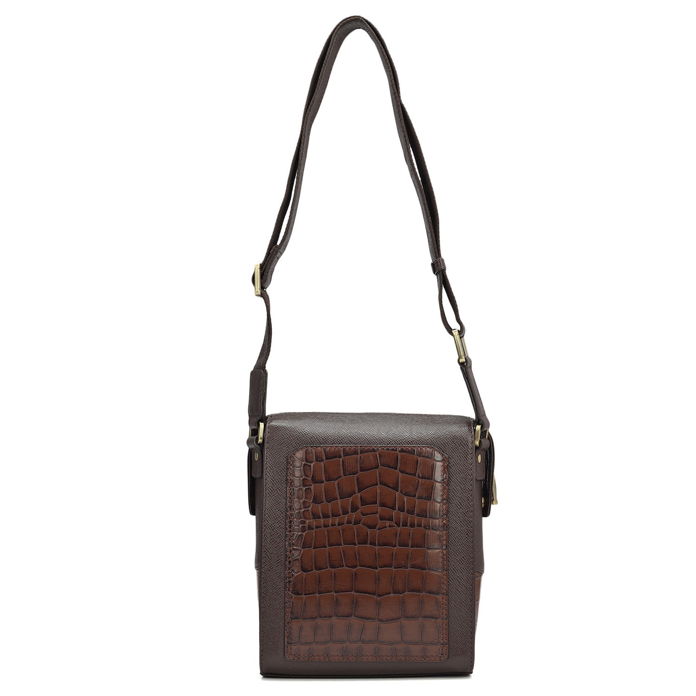 Croco Franzy Leather Men Sling  - Brown