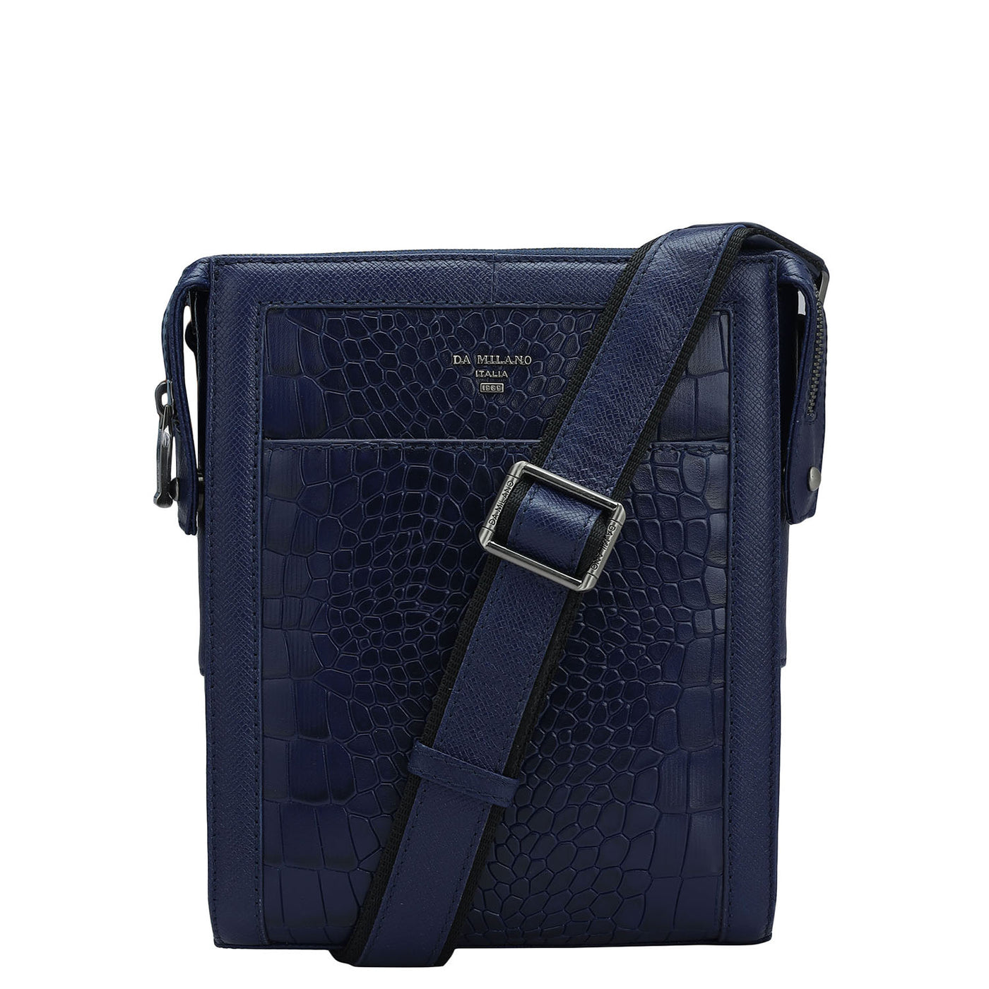 Croco Franzy Leather Mens Sling - Ink Blue