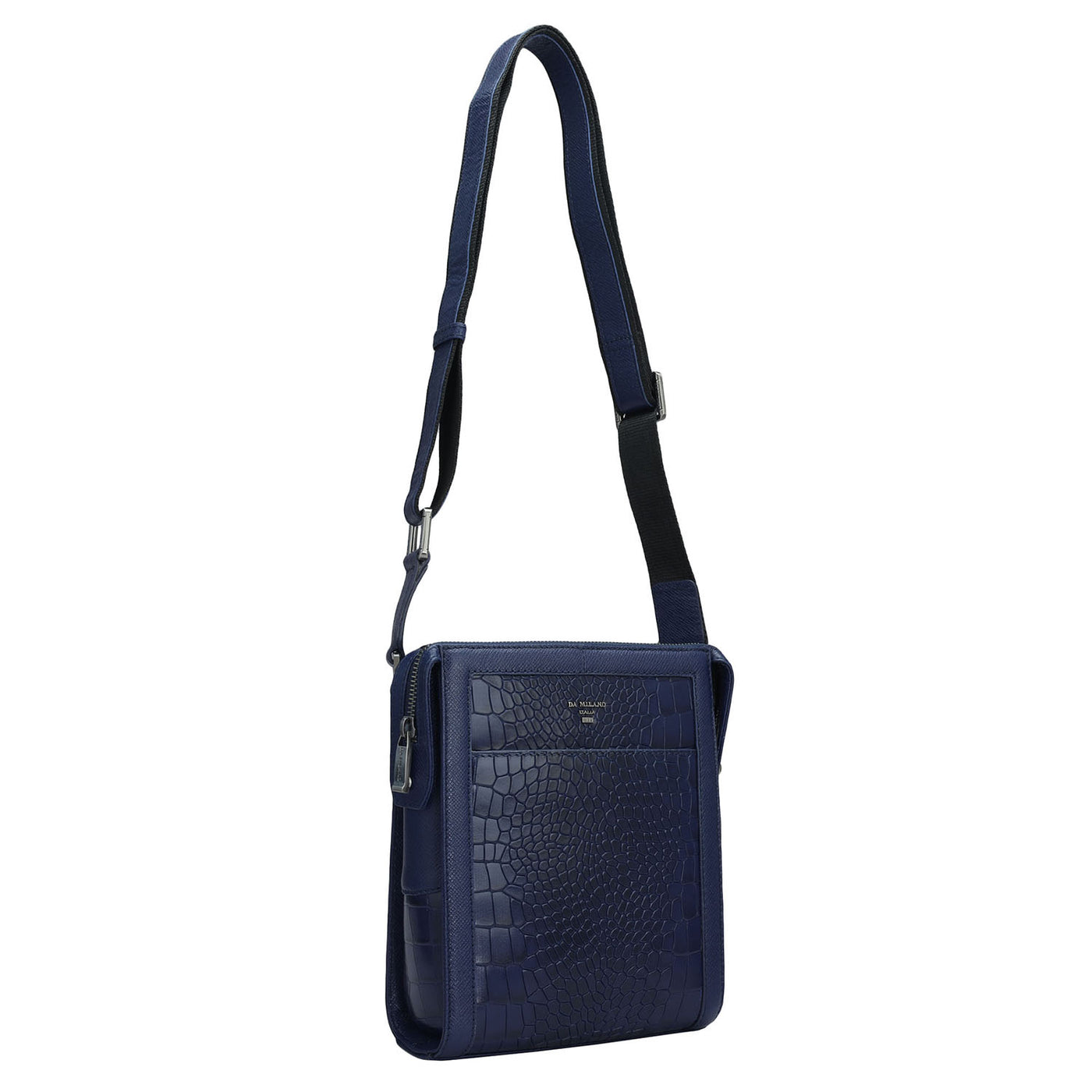 Croco Franzy Leather Mens Sling - Ink Blue