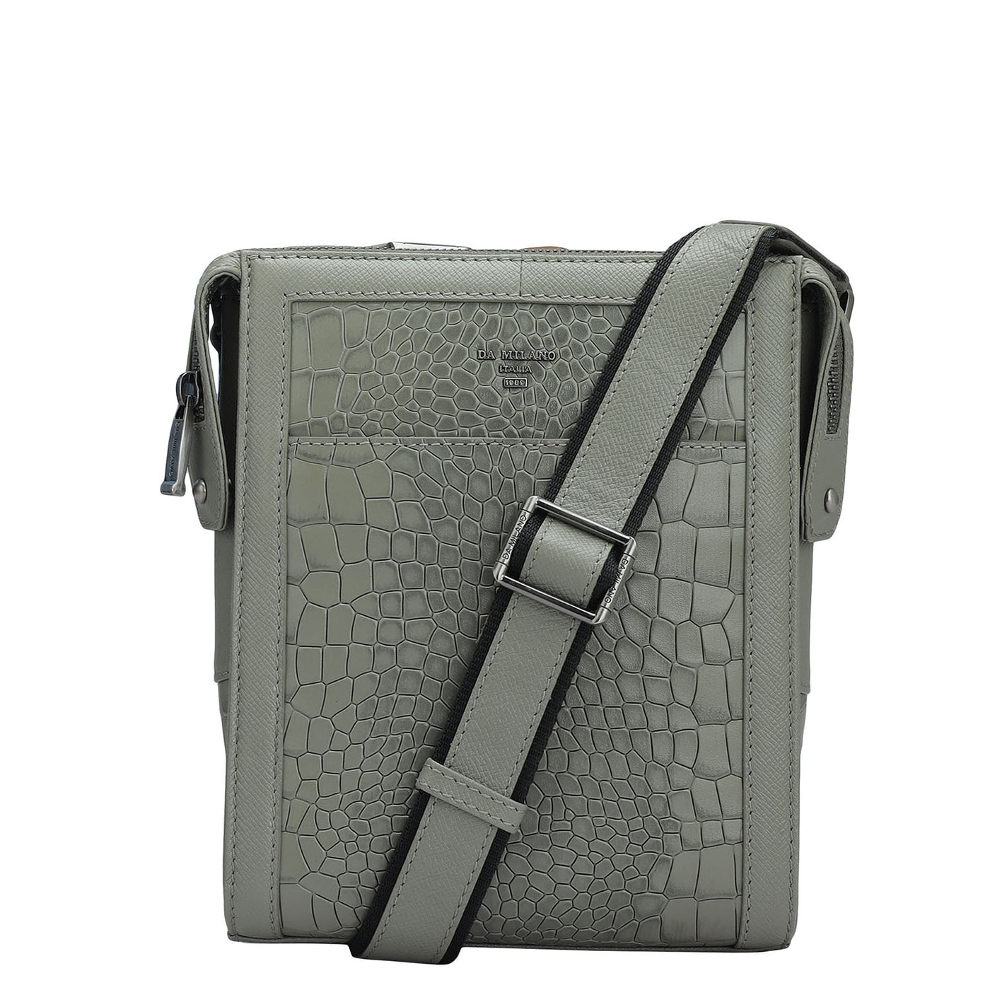 Croco Franzy Leather Mens Sling - Stone Grey