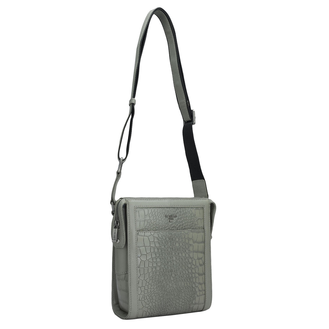 Croco Franzy Leather Mens Sling - Stone Grey