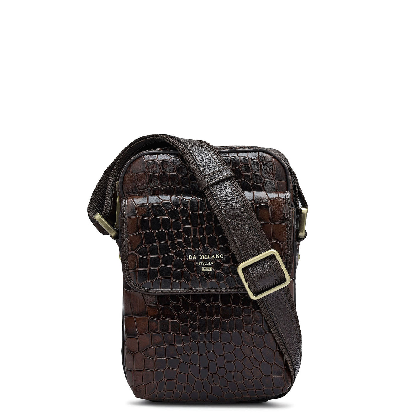 Croco Leather Men Sling - Brown