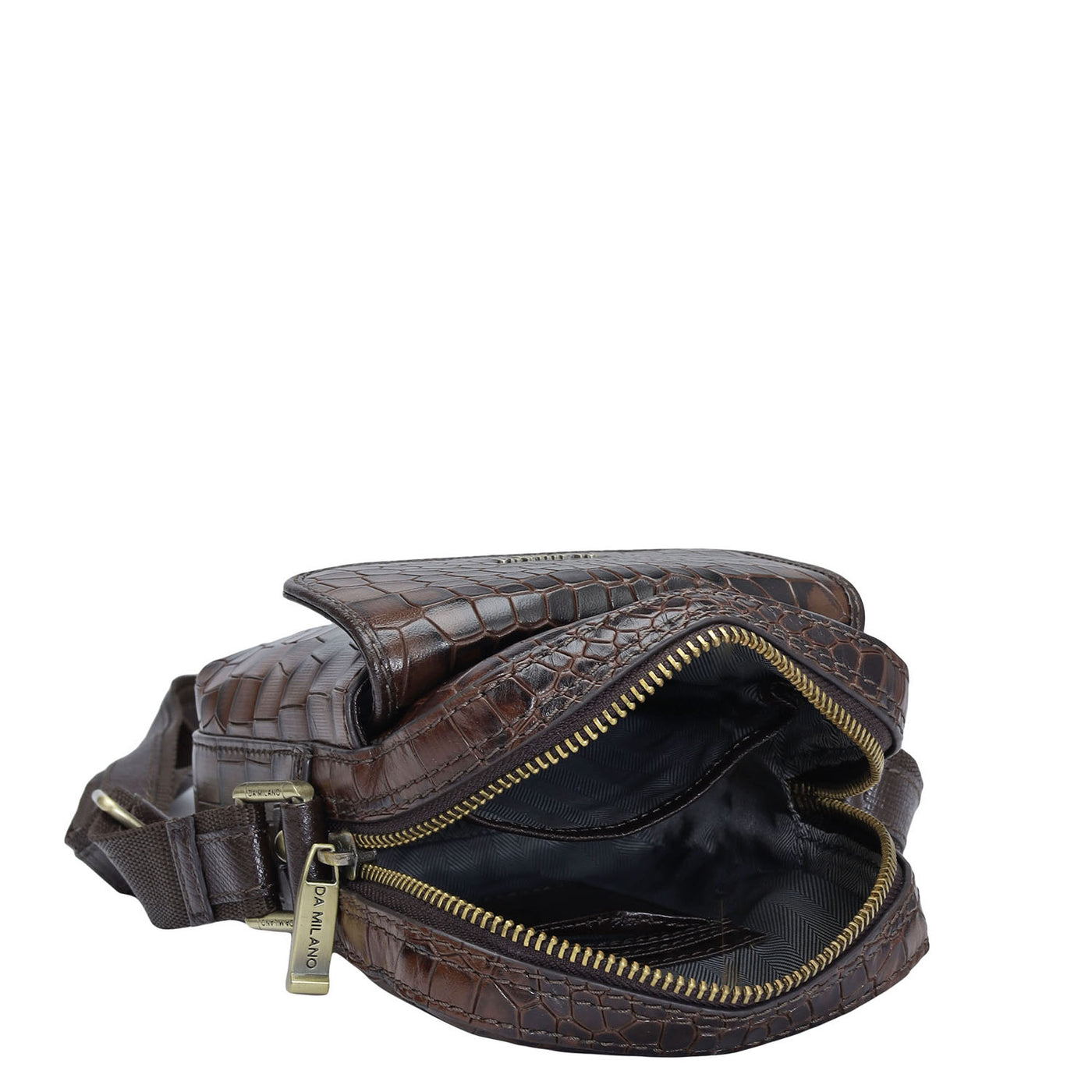 Croco Leather Men Sling - Brown