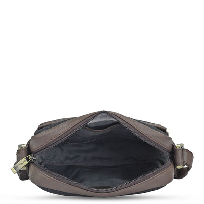 Canvas Wax Leather Mens Sling - Black Chocolate