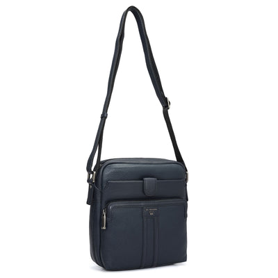 Wax Leather Men Sling - Navy