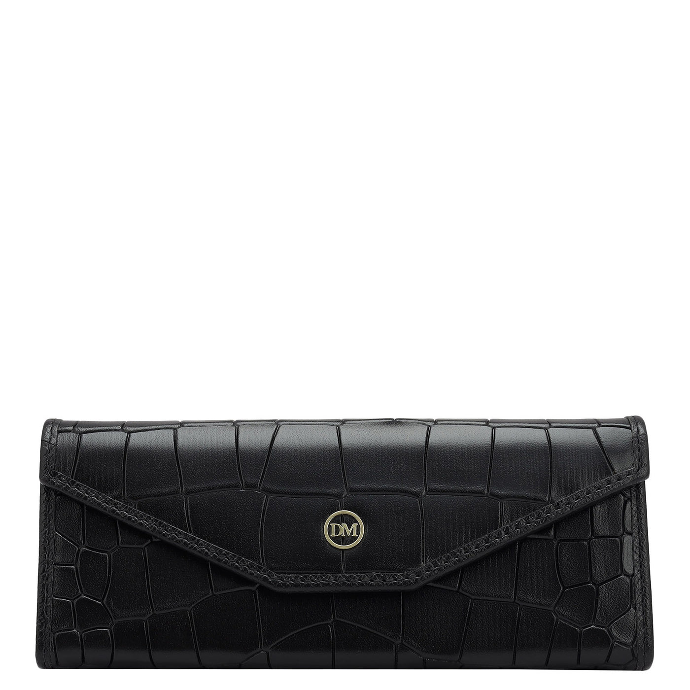 Croco Leather Spectacle Case - Black