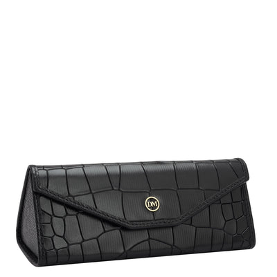 Croco Leather Spectacle Case - Black