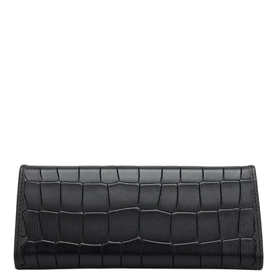 Croco Leather Spectacle Case - Black