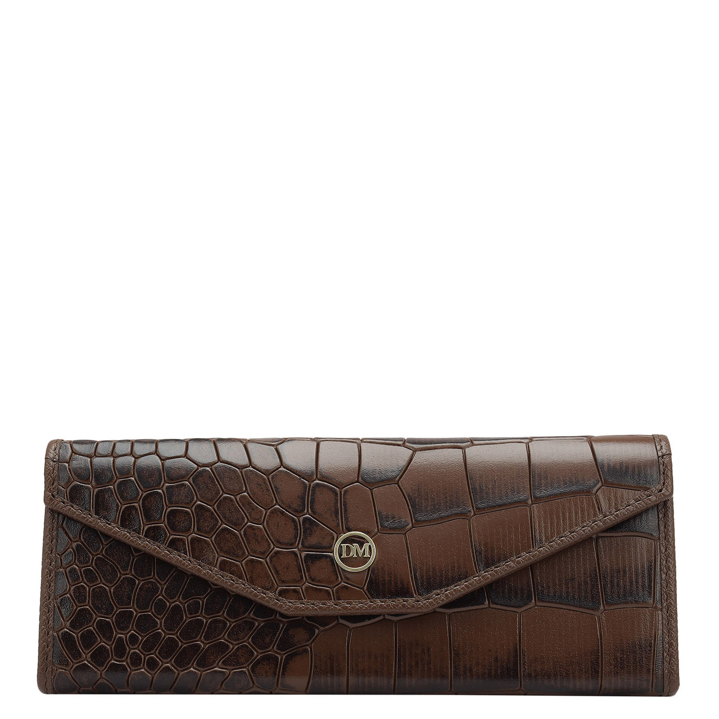 Croco Leather Spectacle Case - Brown