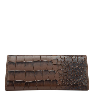 Croco Leather Spectacle Case - Brown