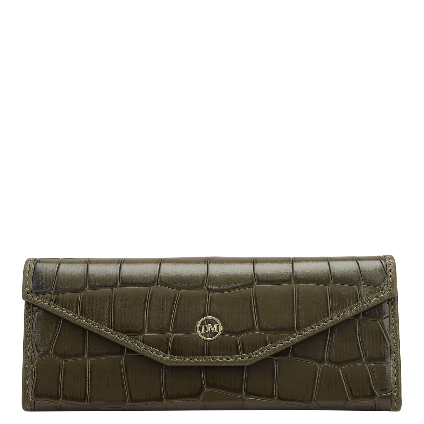 Croco Leather Spectacle Case - Military Green