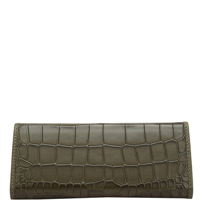 Croco Leather Spectacle Case - Military Green