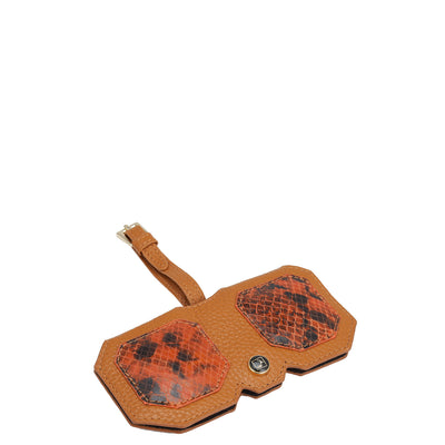 Wax Snake Leather Spectacle Case - Orange