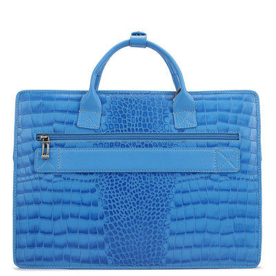 Croco Leather Laptop Sleeve - Blue