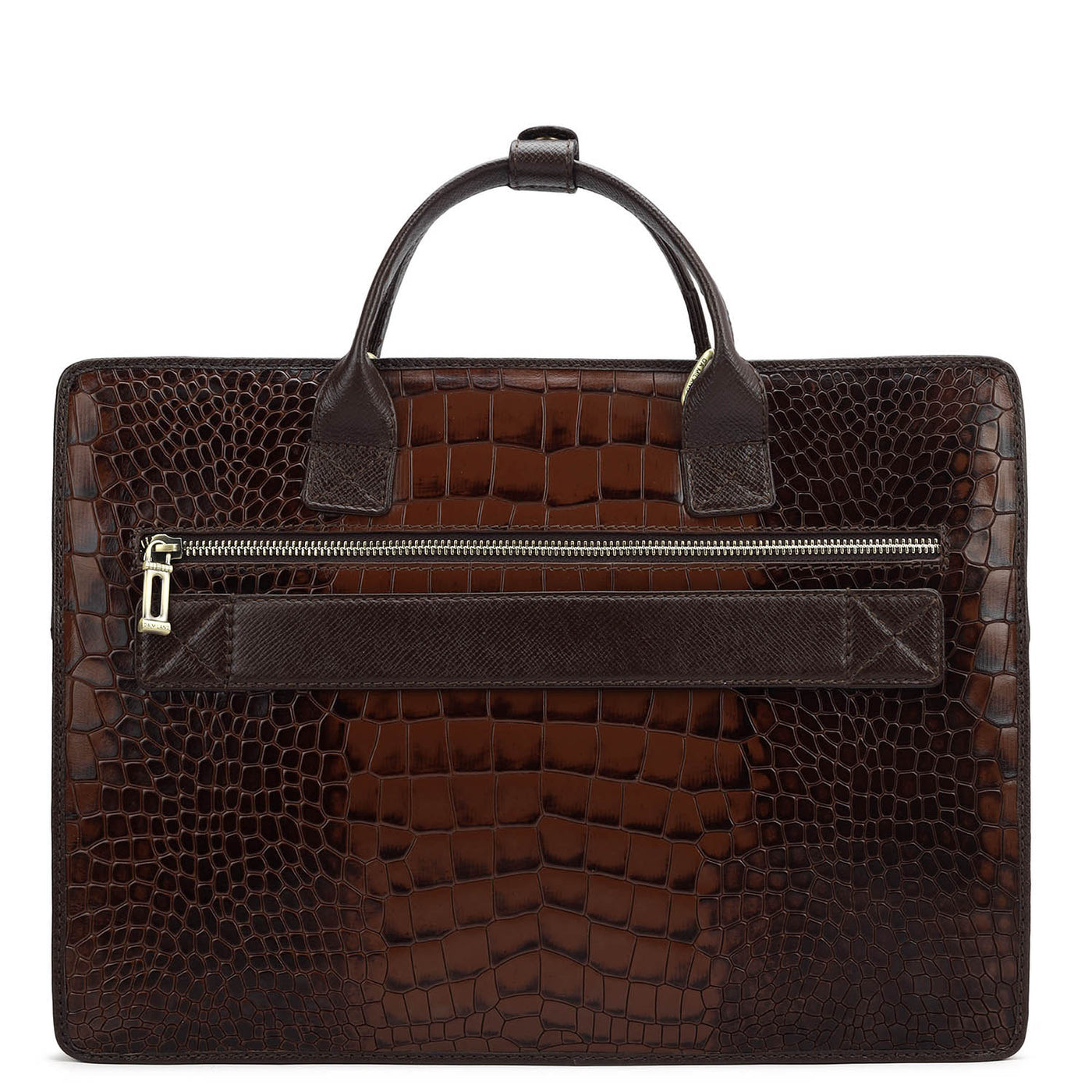 Croco Leather Laptop Sleeve - Brown