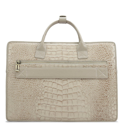 Croco Leather Laptop Sleeve - Frost