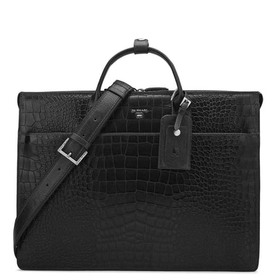 Croco Leather Laptop Sleeve - Black