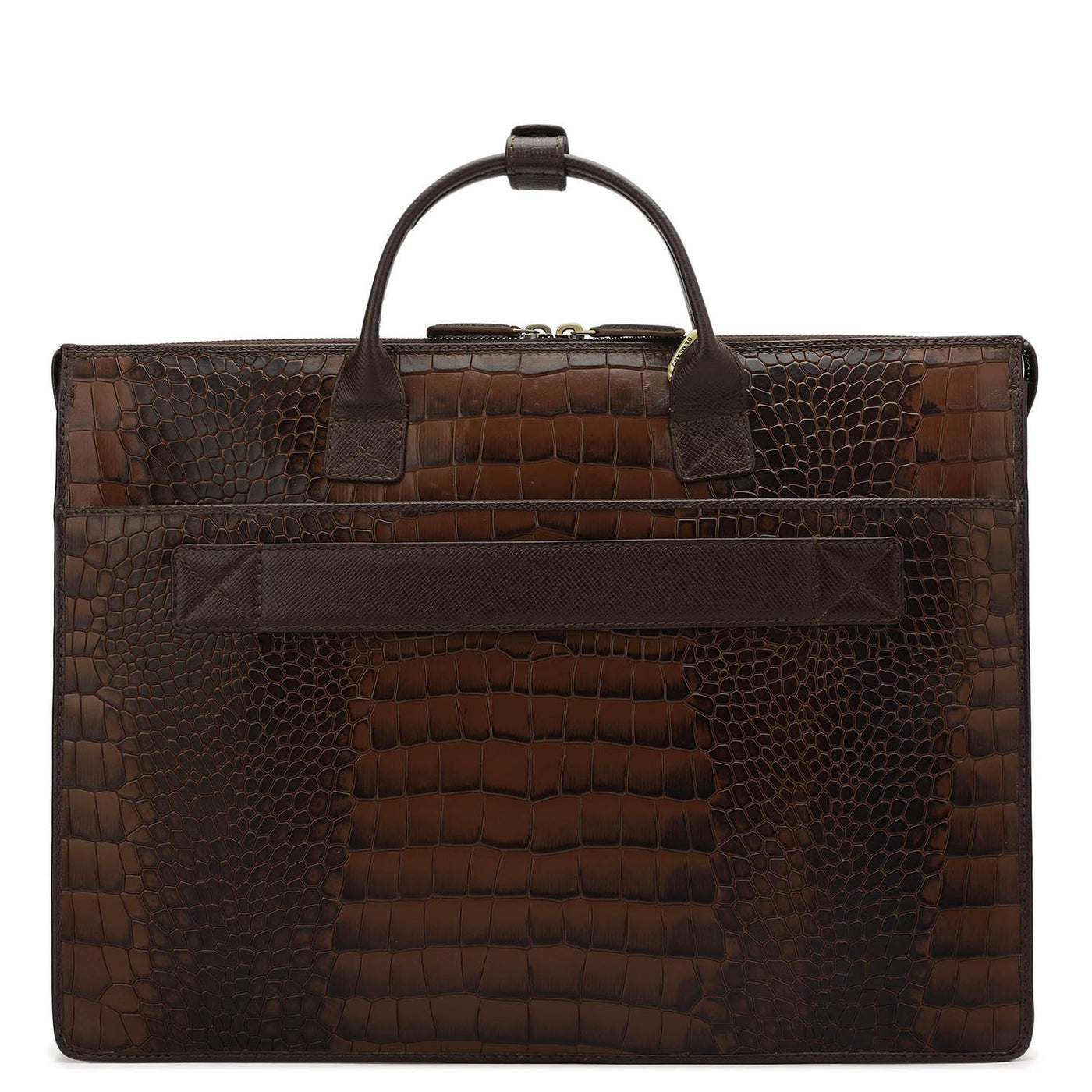 Croco Leather Laptop Sleeve - Brown