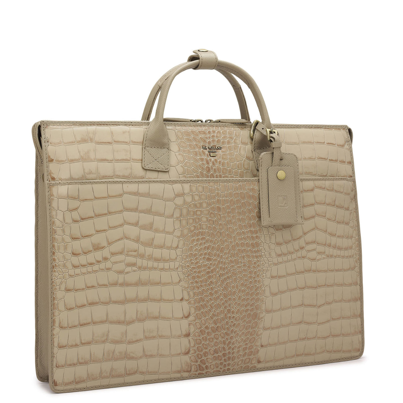 Croco Leather Laptop Sleeve - Frost