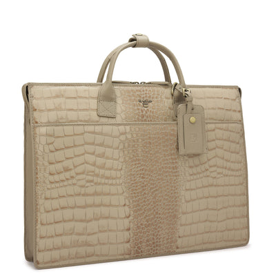 Croco Leather Laptop Sleeve - Frost