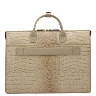 Croco Leather Laptop Sleeve - Frost