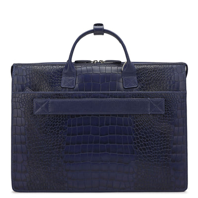 Croco Leather Laptop Sleeve - Ink Blue