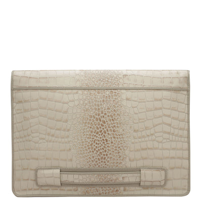 Croco Leather Laptop Sleeve - Frost