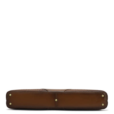 Mat Emboss Plain Leather Laptop Sleeve - Cognac