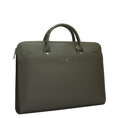 Franzy Leather Laptop Sleeve - Military Green