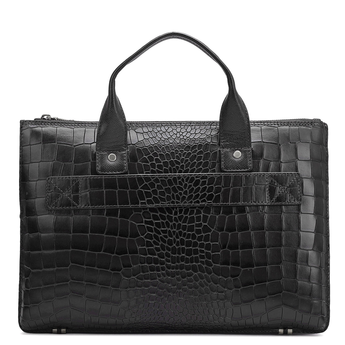 Croco Leather Laptop Sleeve - Black