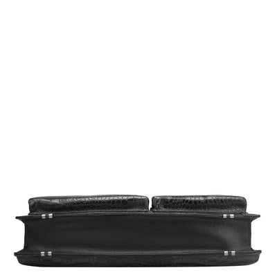 Croco Leather Laptop Sleeve - Black