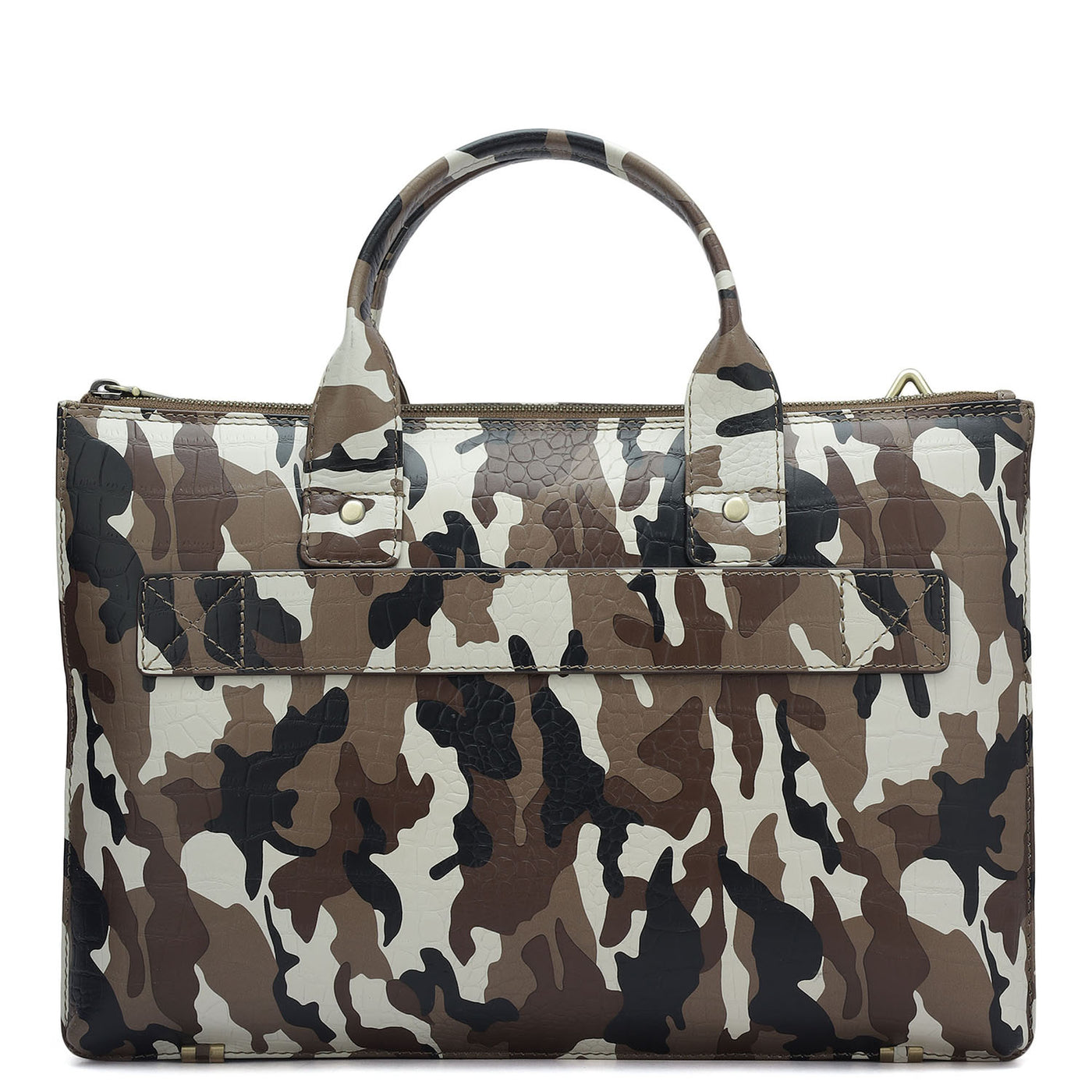 Cognac & Black Camouflage Leather Laptop Sleeve - Upto 14"