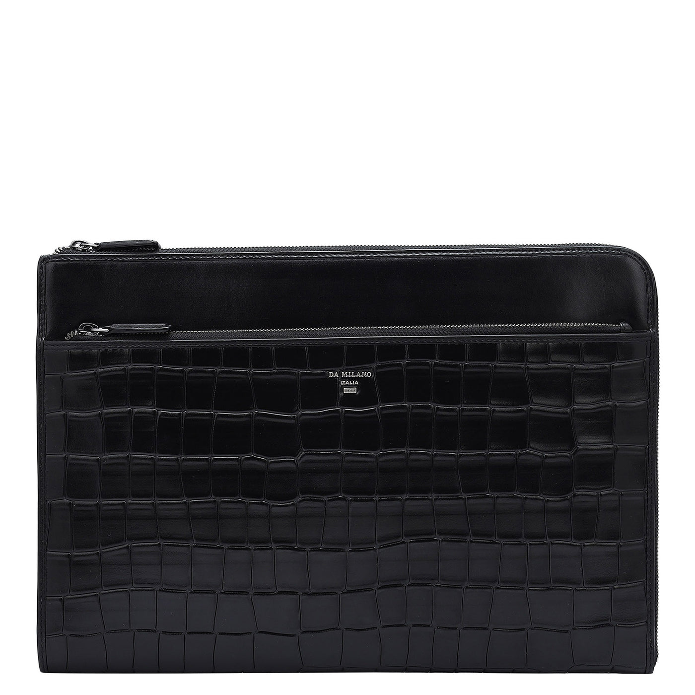 Croco Leather Laptop Sleeve - Black