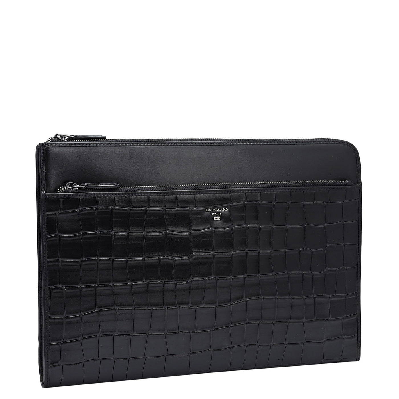 Croco Leather Laptop Sleeve - Black