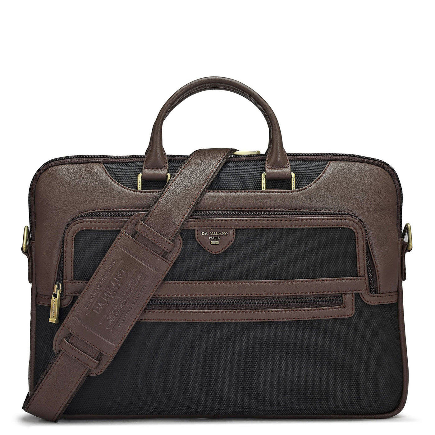 Canvas Wax Leather Laptop Sleeve - Black & Chocolate