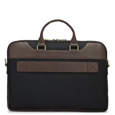 Canvas Wax Leather Laptop Sleeve - Black & Chocolate