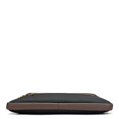 Canvas Wax Leather Laptop Sleeve - Black & Chocolate