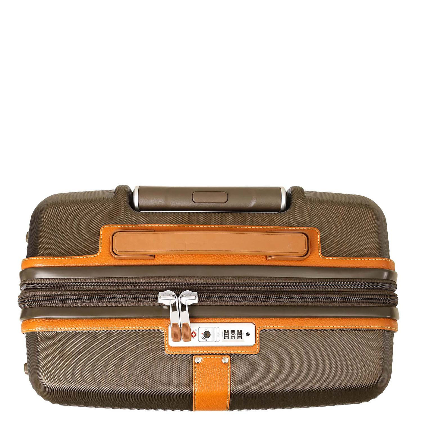 Large PC Wax Leather Trolley - Bronze & Orange