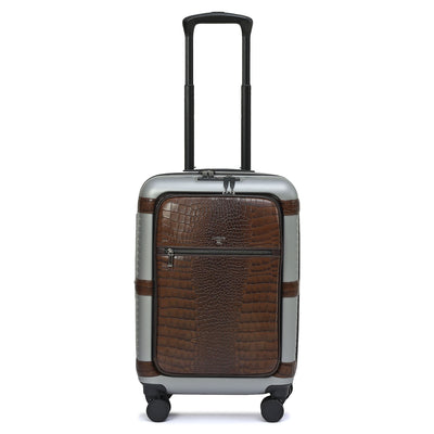 PC Croco Leather Trolley - Grey & Brown