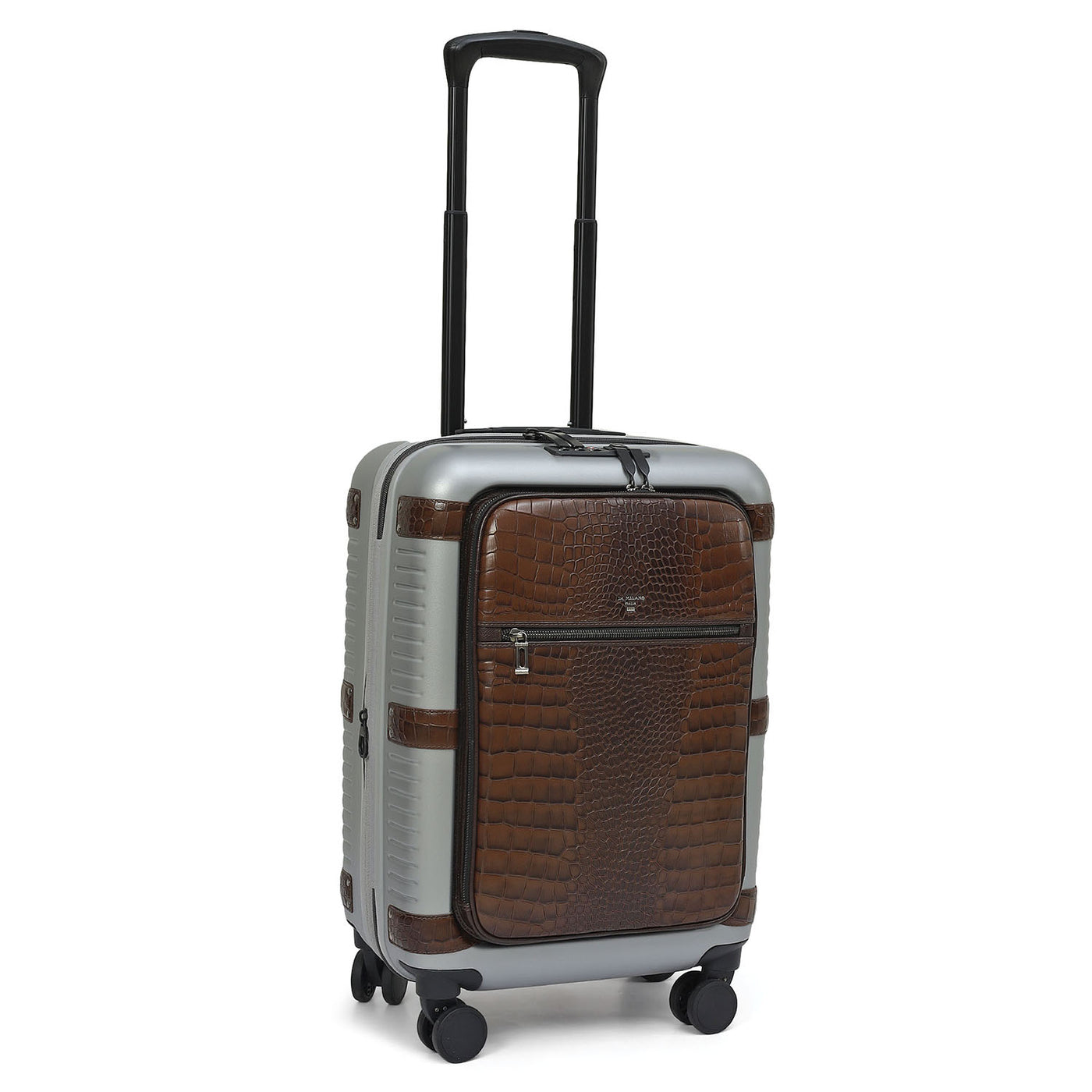 PC Croco Leather Trolley - Grey & Brown