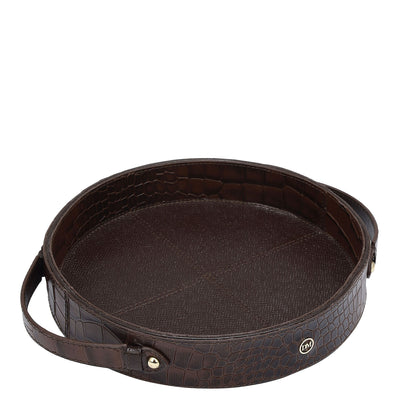 Croco Leather Tray - Brown