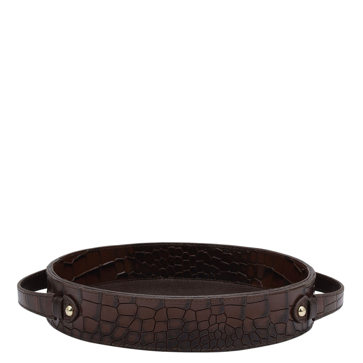 Croco Leather Tray - Brown