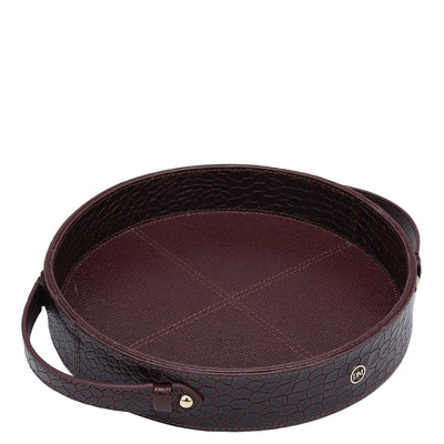 Croco Leather Tray - Wine