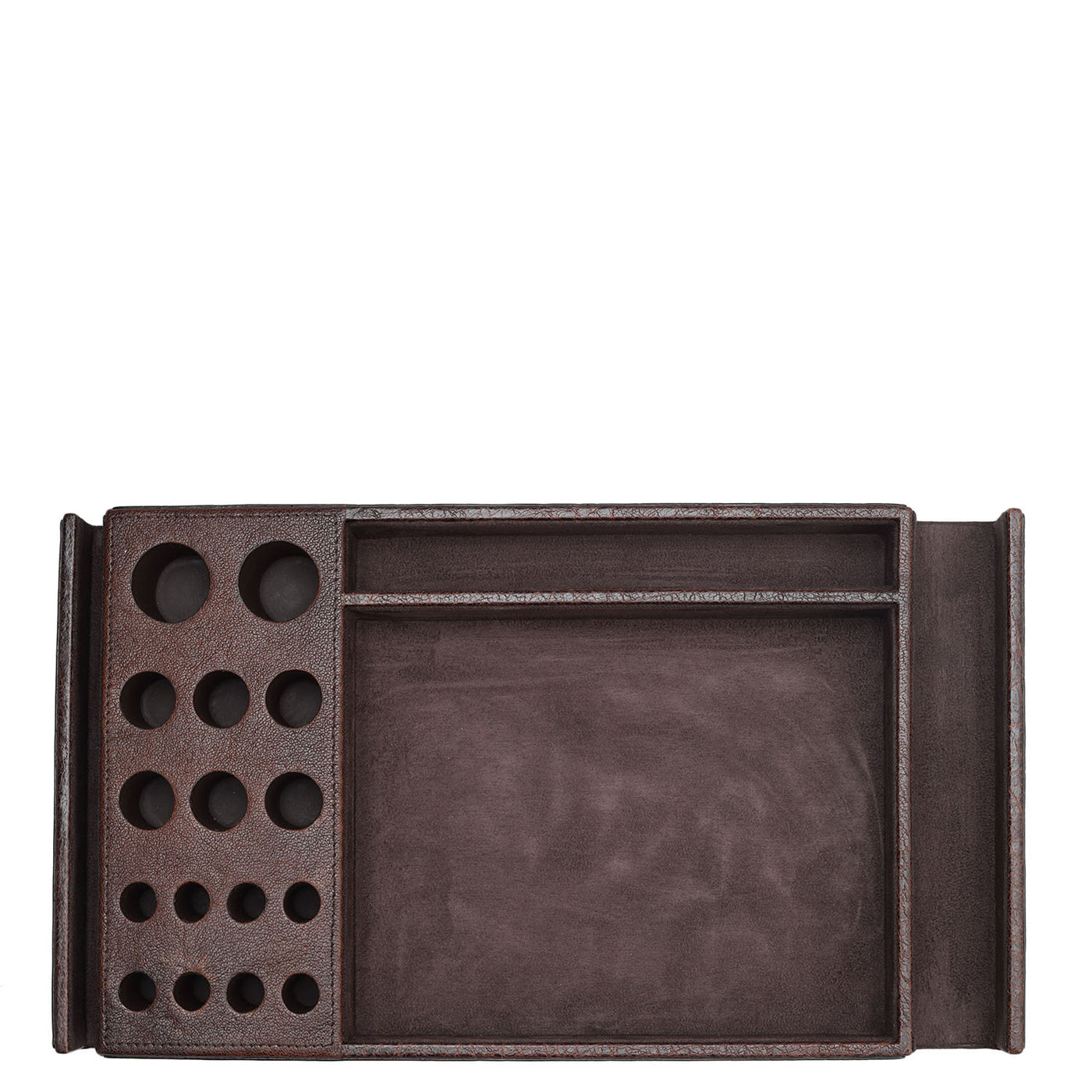 Elephant Pattern Leather Tray - Cognac